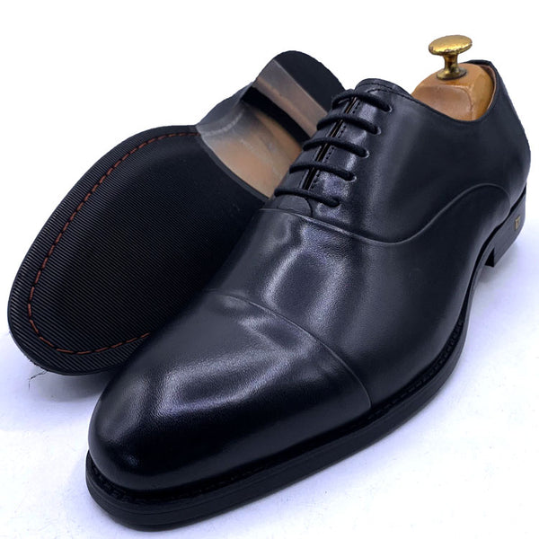 LV capped leather laceup shoe | Black