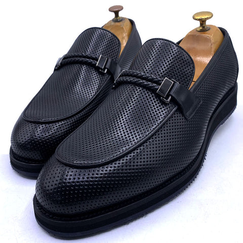 OG textured men's penny loafers | Black