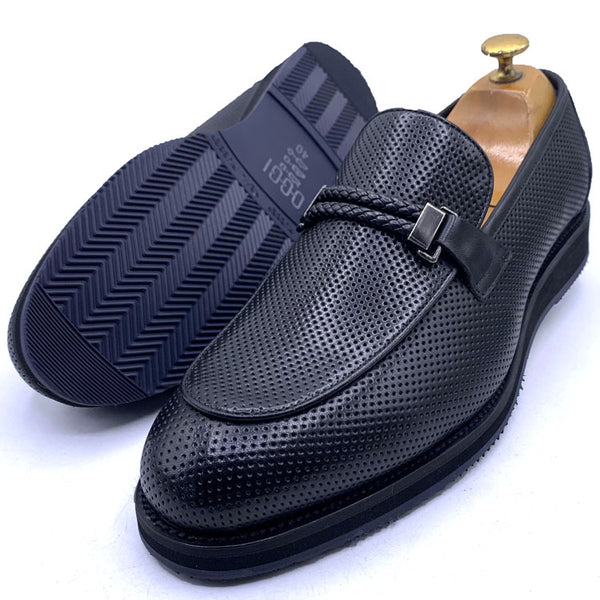 OG textured men's penny loafers | Black