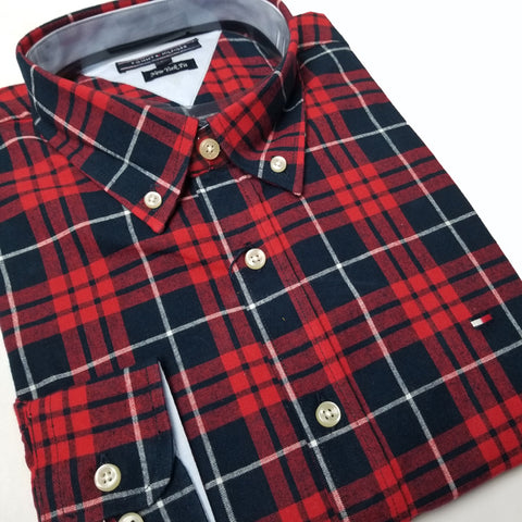 THF two toned check Shirt | Red