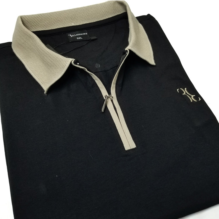 BB Zip neck polo shirt | Black