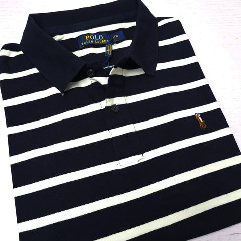 PRL stripped designer polo shirt | Navy Blue