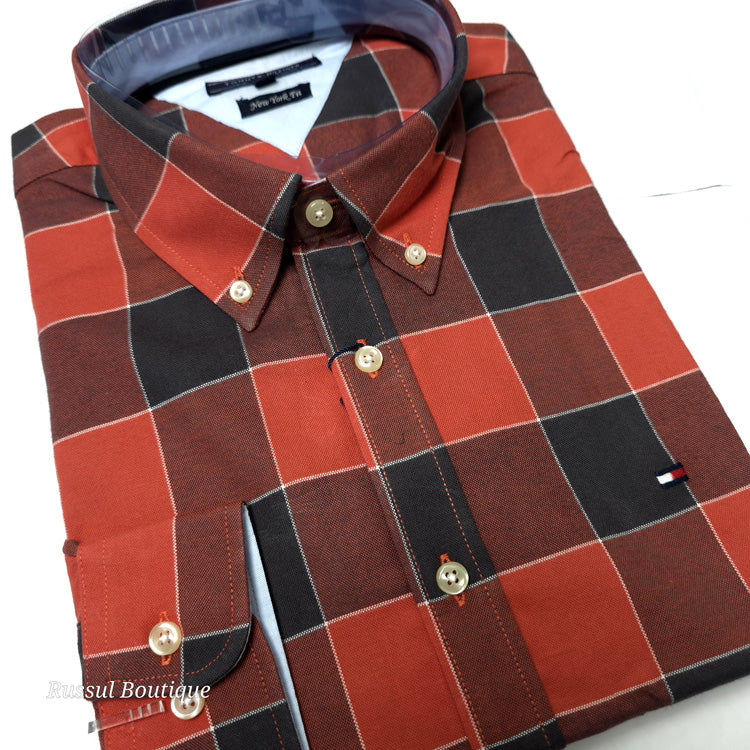 THF two toned check Shirt | Orange