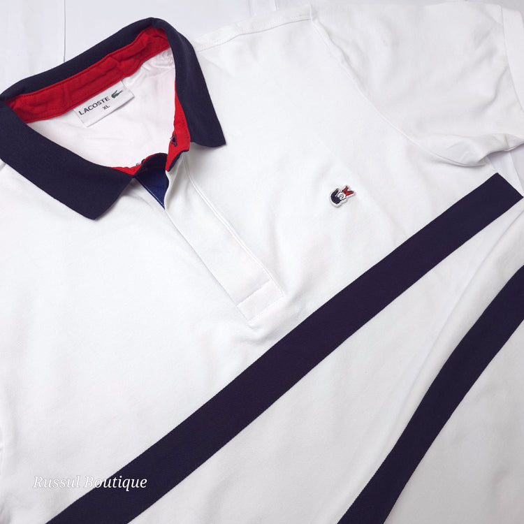 LST dual striped polo shirt | White