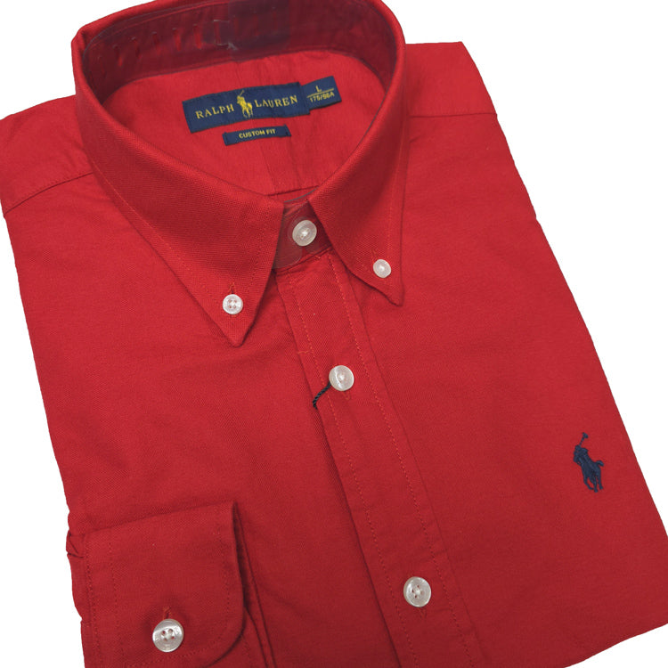 PRL designer men's dress Shirt | Red