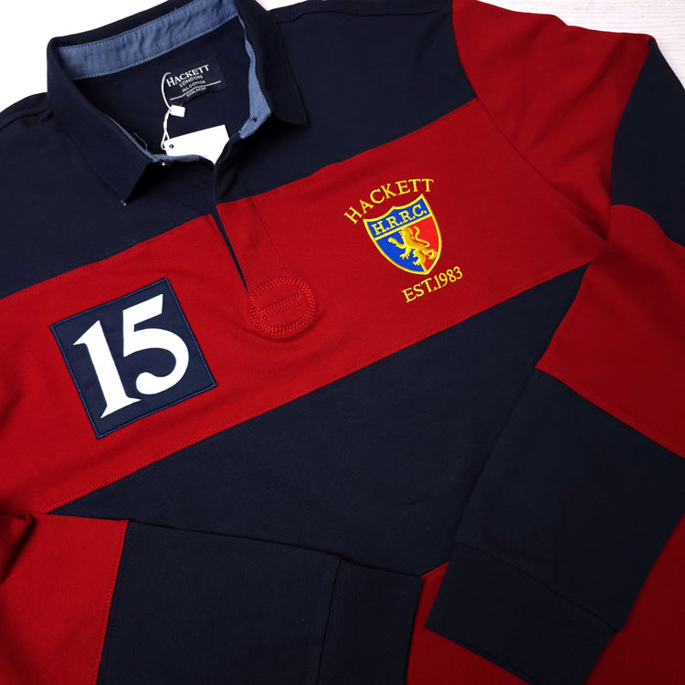 Longsleeve HCK crested polo shirt | Red/Blue