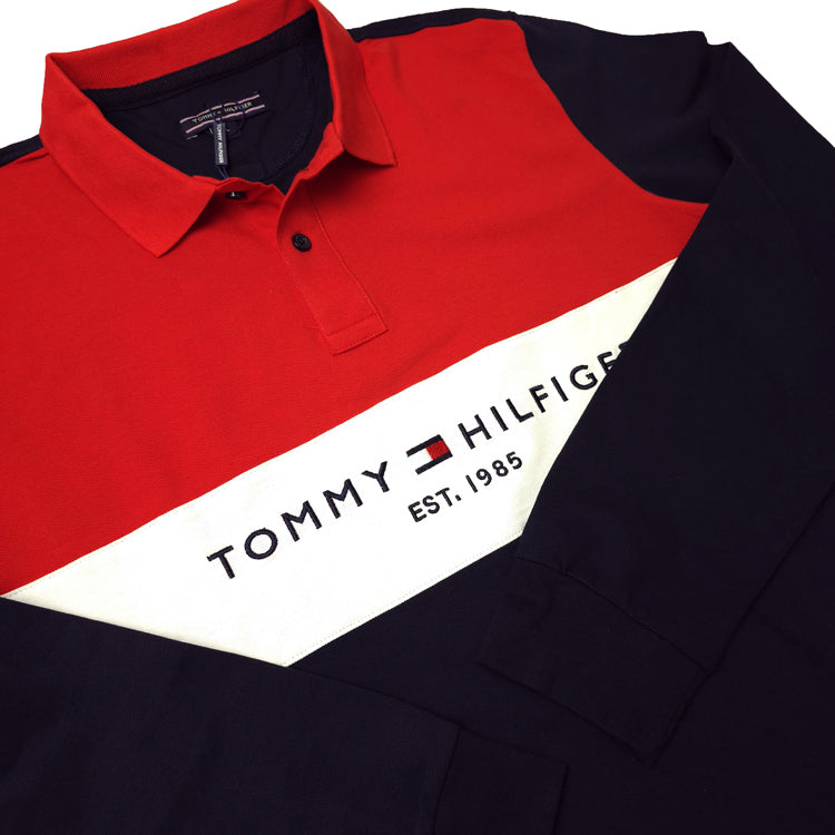 Longsleeve THF crested polo for men | Navy Blue