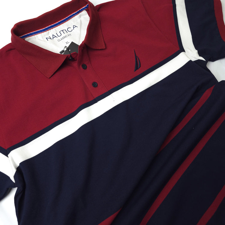 NTC two toned designer polo shirt | Wine/Blue