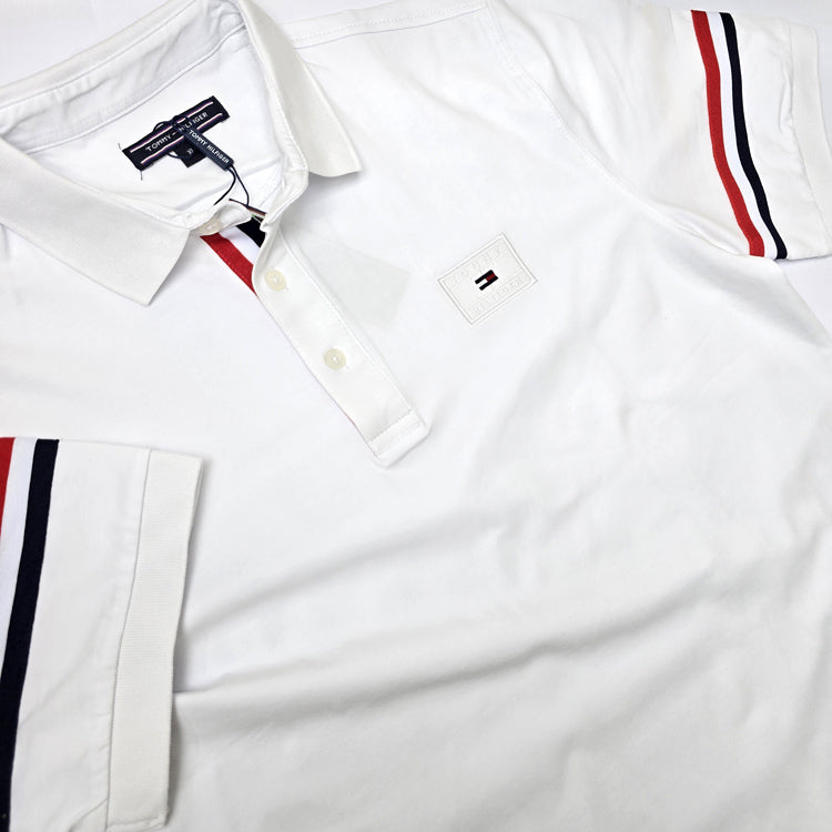 THF designer banded polo shirt | White