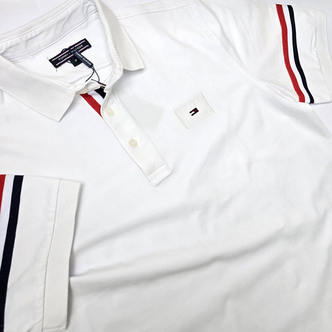 THF designer banded polo shirt | White