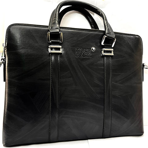 MB pattern leather bag for men | Black