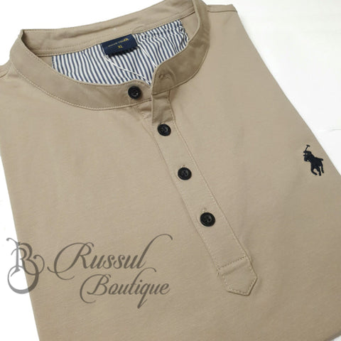 Prl Half Button Tee-Shirt | Beige Polo