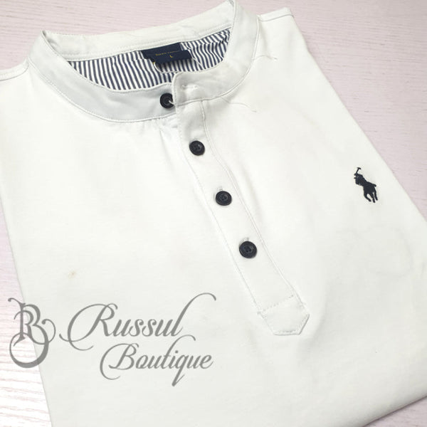 Prl Half Button Tee-Shirt | White Polo