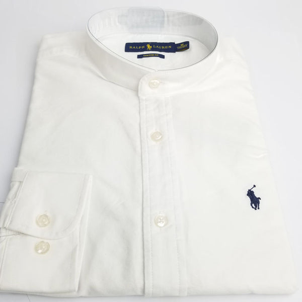 PRL bishop collar men's dress Shirt | White